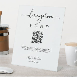 QR Gift Table Honeymoon Fund Sign Wedding Pedestal