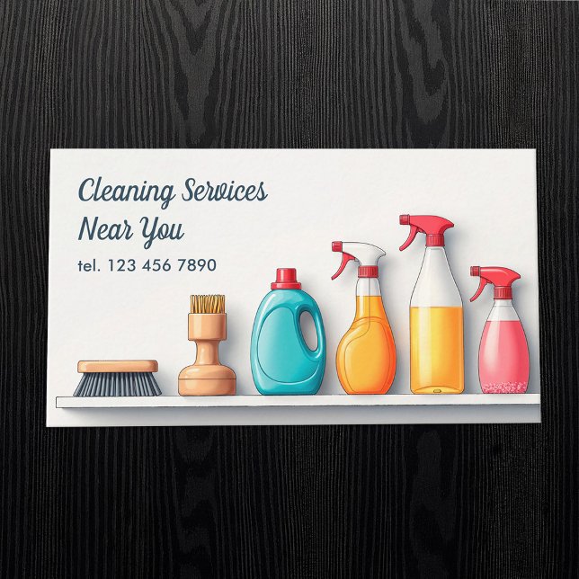 QR Janitorial Services Cleaning Business Card (QR Cleaning Janitorial Services Business Cards)