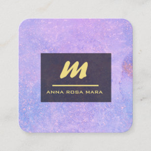 *~* QR Lavender White Gold Magenta Initial AP65 Square Business Card