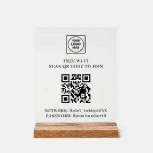 QR Logo Free WiFi Acrylic Sign
