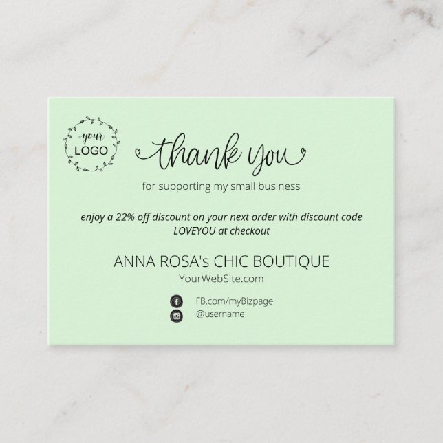 *~* QR Logo Minimal Simple Thank You Branding Enclosure Card (Front)