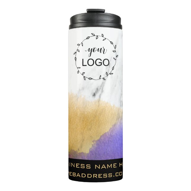 *~* QR LOGO Rainbow Colours Gold Purple Chic Girly Thermal Tumbler (Front)