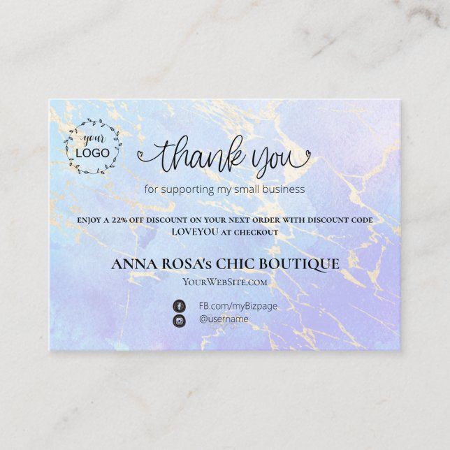 *~* QR Logo  Thank You Universe Lotus Branding AP3 Enclosure Card (Front)