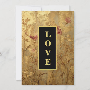 *~ QR LOVE AR66 RSVP Vintage Gold Wedding Invitation