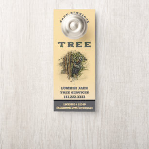 *~*  QR Lumber Jack Yellow TREE Tree Services Door Hanger