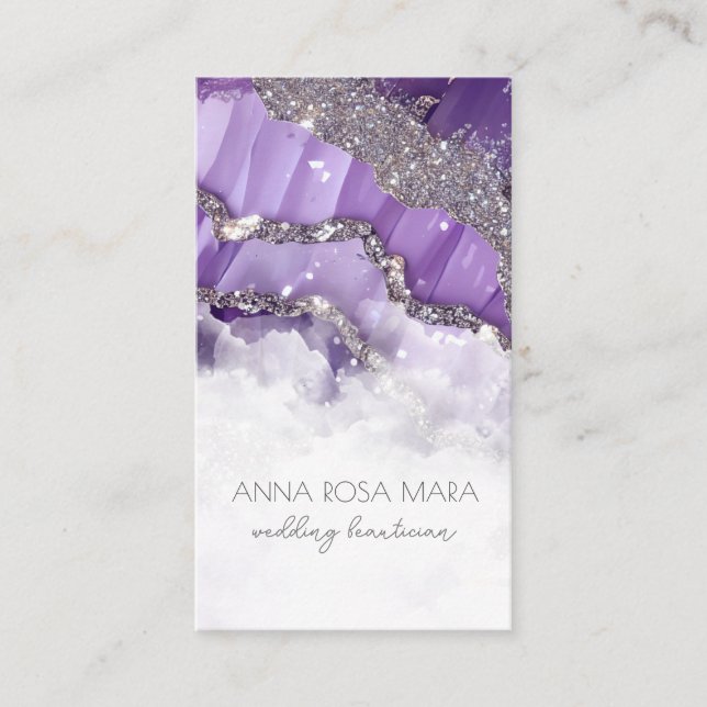 *~* QR Luxe Agate Ivory Gold Glitter AP66 Glam Business Card (Front)