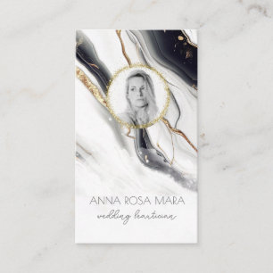 *~* QR Luxe Agate Marble PHOTO  LOGO Gold AP66 Business Card