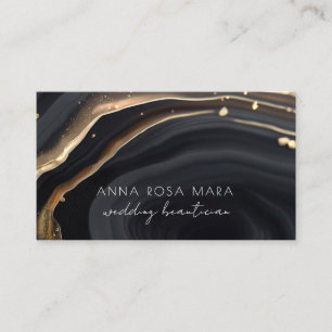 *~* QR Marble Black Gold Glitter Glam AP66 Luxe Business Card