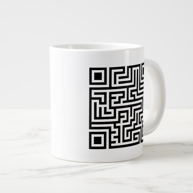 QR Maze Large Coffee Mug (Front Right)