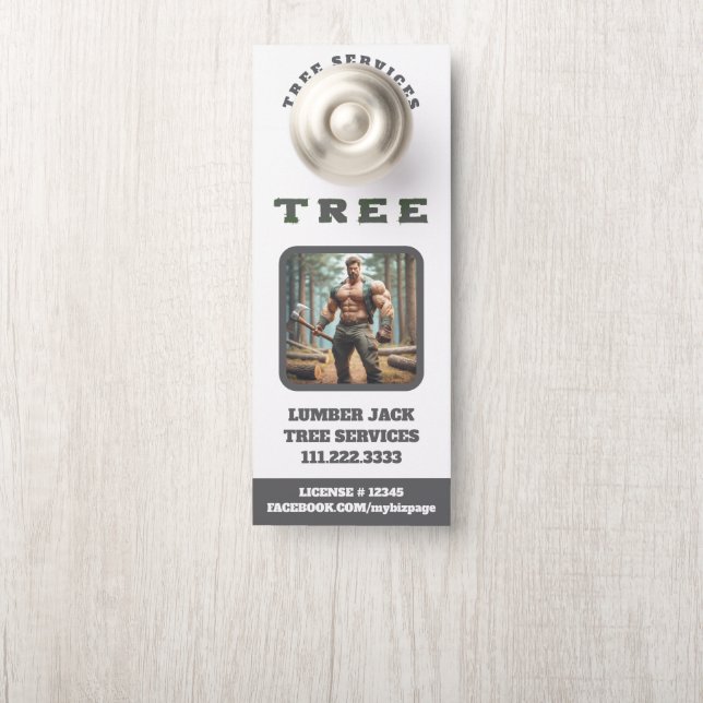 *~*   QR Muscular  Lumber Jack Tree Services Door Door Hanger (On Knob)