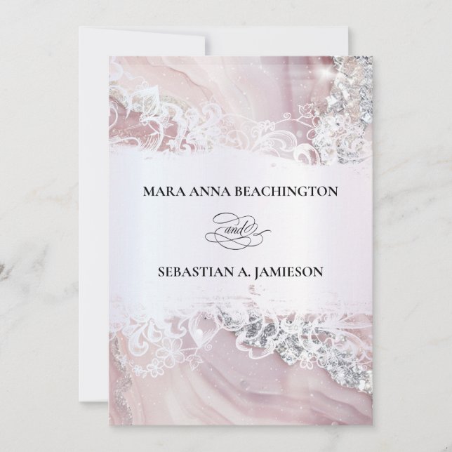 *~* QR Pastel Agate Faire-part de mariage RSVP AR2 (Devant)