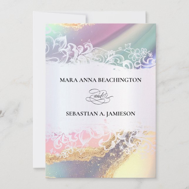 *~* QR Pastel  RSVP AR2 Agate Wedding Invitation (Front)
