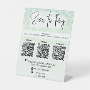 *~* QR PAYMENT Table Tent Pedestal Sign Tabletop
