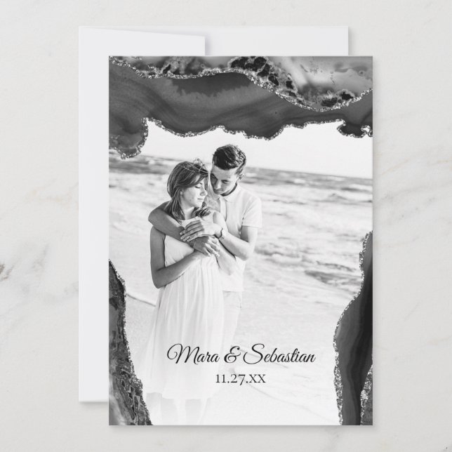 *~* QR  PHOTO  RSVP AR13 AGATE Noir  Invitation de (Devant)