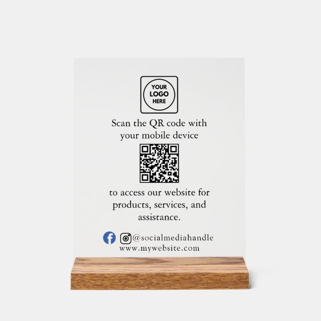 QR Promotional Tabletop Acrylic Sign (Front)