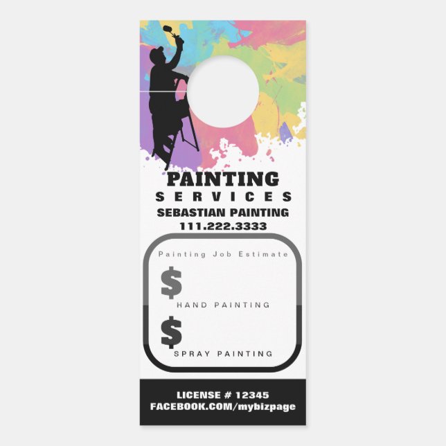 *~* QR Quote Estimate Exterior House Painting  Door Hanger (Front)