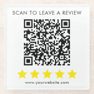 QR review feedback business professional Glass Coaster