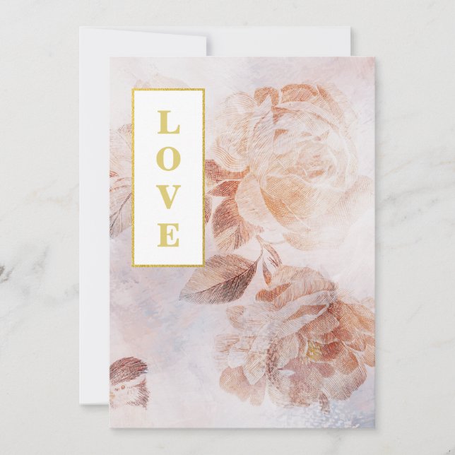 *~ QR Romance AR26 Flower RSVP Vintage Wedding Invitation (Front)