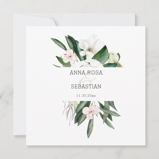 *~* QR RSVP AR15  Floral Peony Frame Wedding Invitation (Front)