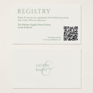 QR Sage & Ivory Gift Registry Enclosure Card