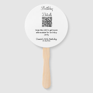 QR scan birthday party details modern 15 birthday Hand Fan
