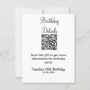 QR scan birthday party details modern 15 birthday  Postcard