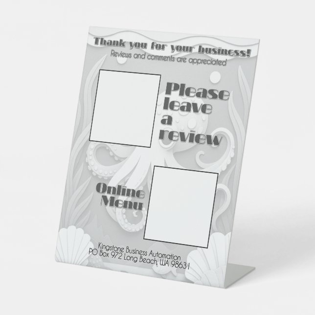 QR Sign Reviews Online Menu (Front)