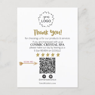 *~* QR Simple Minimal  Review Logo THANK YOU AP8 Postcard