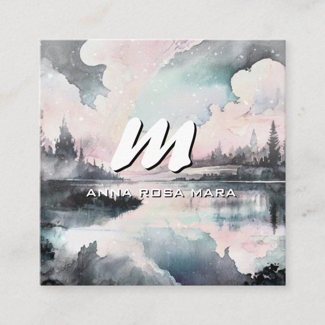 *~* QR Subtle Modern Abstract Bold AP93  Square Business Card (Front)