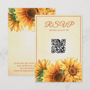 QR Sunflower Wedding RSVP Card