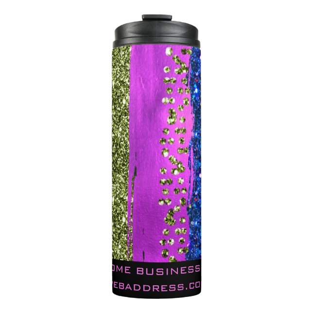 *~* QR SWAG Animal Print Glitter Rainbow Chic Thermal Tumbler (Front)