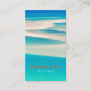 QR Travel Business Ocean Beach Sea Aqua Blue  Business Card