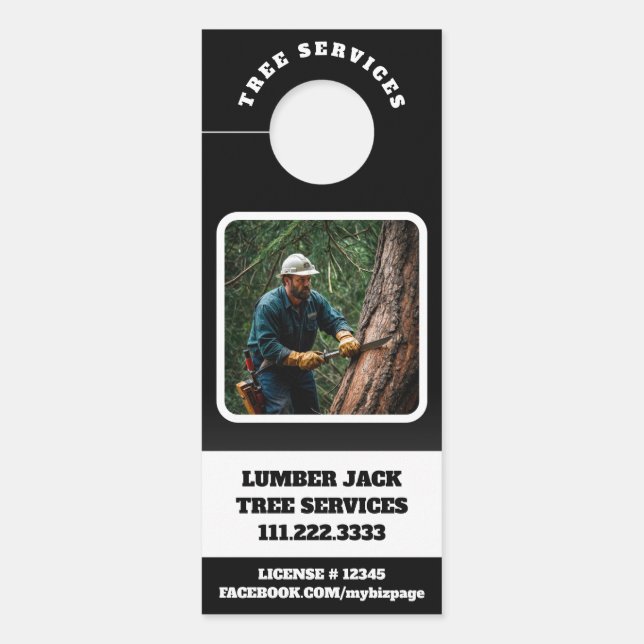*~* QR Tree Services Lumber Jack Door Door Hanger (Front)
