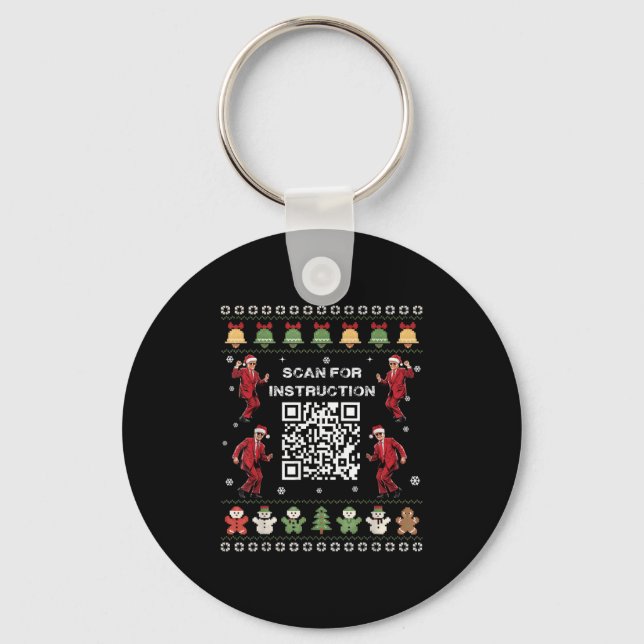 Qr Trump Dance Code President Scan For Instruction Keychain (Front)