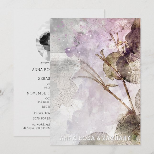 *~* QR Vintage Roses AR26 - RSVP PHOTO Wedding Invitation (Front/Back)