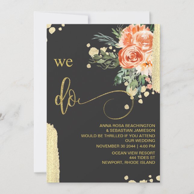 *~* QR - WE DO AR15 Pink Rose Floral RSVP WEDDING Invitation (Front)