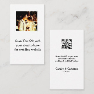 QR WEDDING WEBSITE add photoname date black white  Enclosure Card
