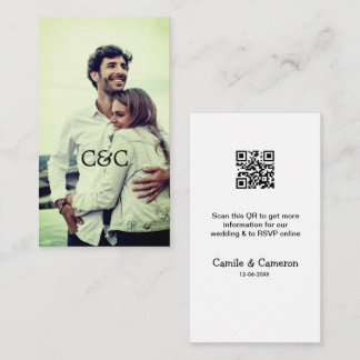 QR WEDDING WEBSITE add photoname date black white  Enclosure Card