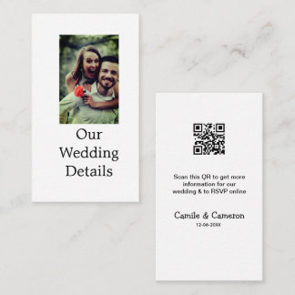 QR WEDDING WEBSITE add photoname date black white  Enclosure Card