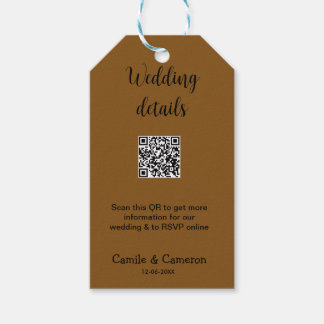 QR WEDDING WEBSITE add photoname date black white  Gift Tags