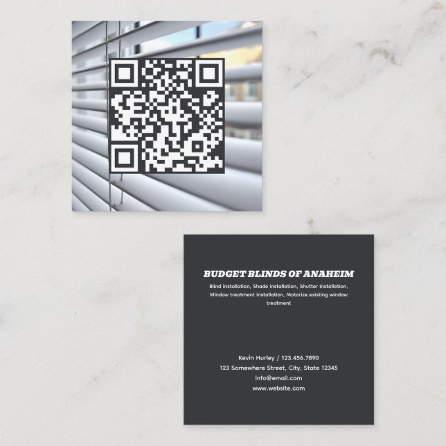 QR Window Blinds Square Business Card (Front/Back)