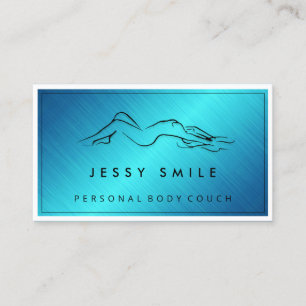 QRCODE Logo Body Sculpting Massaged Metallic TEAL Business Card