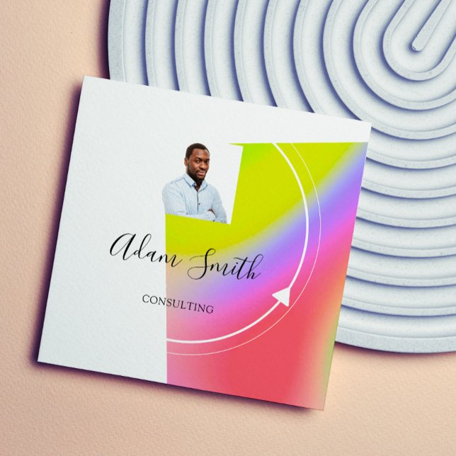 QRCode Logo Custom Custom Photo Consulting Busines Square Business Card (Creator Uploaded)