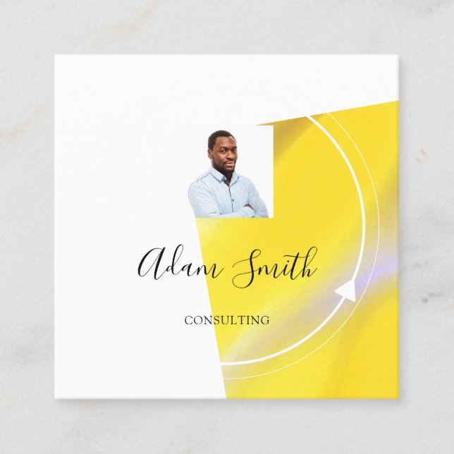 QRCode Logo Custom Custom Photo Consulting Studio Square Business Card (Front)