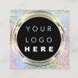  QRCode Logo Online Shop Frame Gold Holographic  Square Business Card