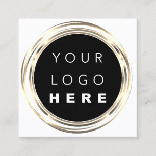  QRCode Logo Online Shop Frame Gold White Shop  Square Business Card