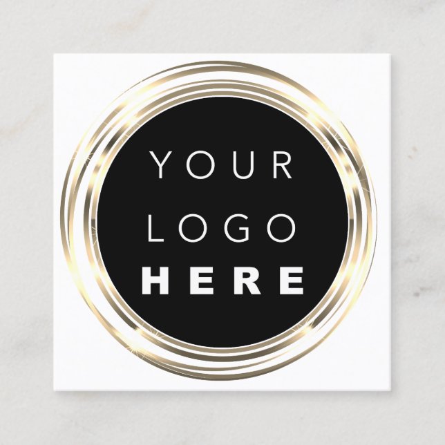 QRCode Logo Online Shop Frame Gold White Shop  Square Business Card (Front)