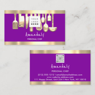 QRCode Personal Chef Cooking Restaurant FoodPurple Business Card