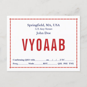QSL Card Retro Red Chain Border