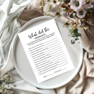 Qu'a dit le marié douche nuptiale Carte de jeu